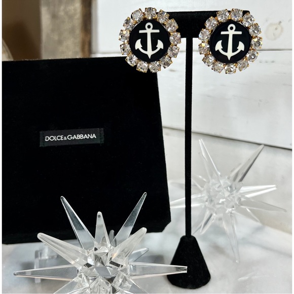 Dolce & Gabbana Couture Rare Crystal Anchor Clip-On Earrings - Picture 4 of 13